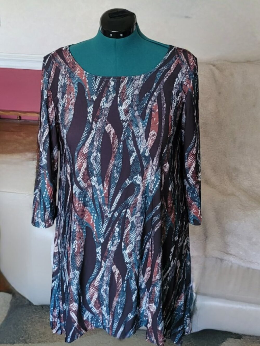 Women's XL LBISSE Snake-print Side-tail Tunic